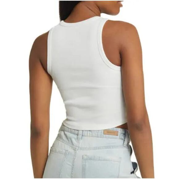 New BP. NORDSTROM Women's White Blanc Rib Crop Tank Top Size M - Picture 2 of 8